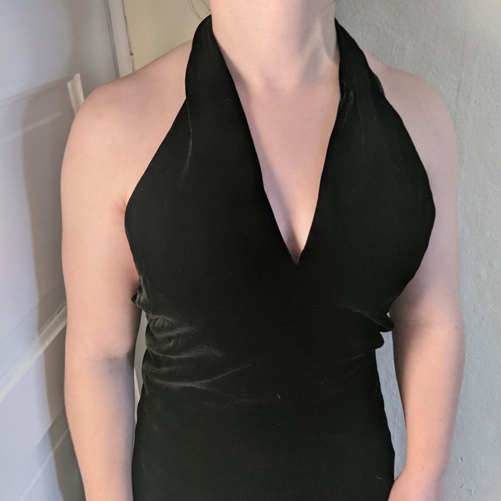 Vintage Ralph Lauren Velvet Halter Dress / silk
